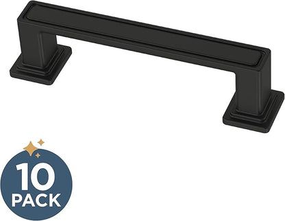 Franklin Brass 10 Pack Matte Black Cabinet Handles 3 inch (76mm) Kitchen Cabinet Handles and Drawer Pulls for Cupboards and Dressers | Recessed Square