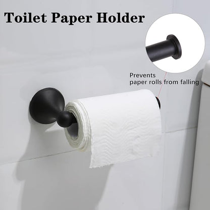 4 Piece Antique Bathroom Hardware Accessories Set Matte Black,24 Inch Towel Bar Set,Towel Rack Set,Bathroom Towel Holder Set