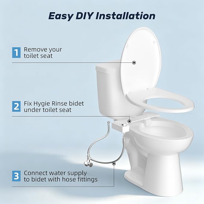 Bidet Attachment for Toilet Seat Non Electric Bidets Self Cleaning Sprayer | Dual Nozzle Water Pressure Bidet with Rear/Feminine Wash Spray-Adjustable Bidets Wash Butt Cleaner for Bathroom