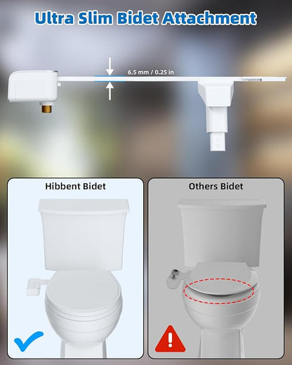 Hibbent 2 Pack Bidet Attachment for Toilet, Non-Electric Dual Nozzle for Frontal & Rear Wash, Adjustable Water Pressure Control, Fresh Water Bidet Toilet Seat, Self Cleaning Water Sprayer, Chrome