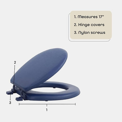 Soft Standard Vinyl Toilet Seat, Navy, 17 in | Toilet-Seat Construction: Contoured Seat Profile and Durable Finish Create a Polished Fixture Update.