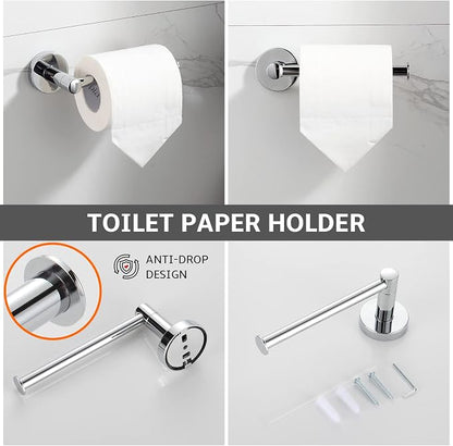 BGL Bathroom Accessory Set Chrome 4 Pieces Bathroom Towel Rack 24 Inches Adjustable Bathroom Hardware Set