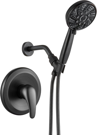 gotonovo Shower Faucet Set with Valve Kit 6 Mode Handheld Oil Rubbed Bronze | Bathroom Shower Head and Handle Set,6 Modes ABS Handheld Spray,Pressure Balance Valve and Trim Kit Complete,Single-Handle