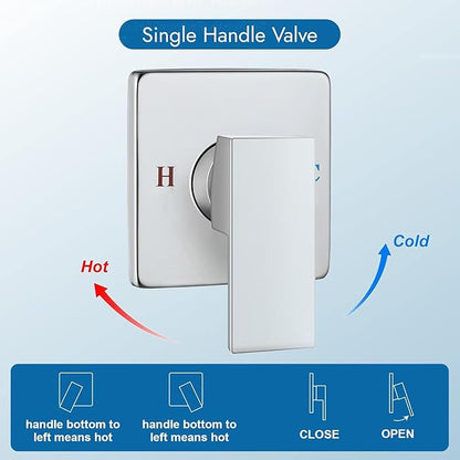Shower Faucet Set, 8 Inch Square Wall Mounted Rainfall Shower Head with Rough-in Valve Body, Modern Bathroom Shower Trim Kit, Stainless Steel Single Function RV Shower System (Chrome)