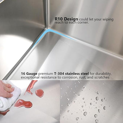 33x19 Drop in Kitchen Sink Single Bowl Stainless Steel Sink | 33 Inch Kitchen Sink Top Mount 16 Gauge Single Bowl Deep Basin with Drain Strainer