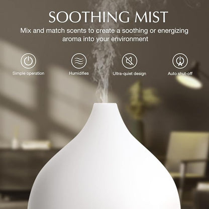 SALKING Essential Oil Diffuser for Home, 100ml Small Aromatherapy Diffuser | Ultrasonic Diffusers for Essential Oils, 8 Color LED Lights, Cool Mist Humidifier, Auto Shut-Off, for Bedroom, Office, White