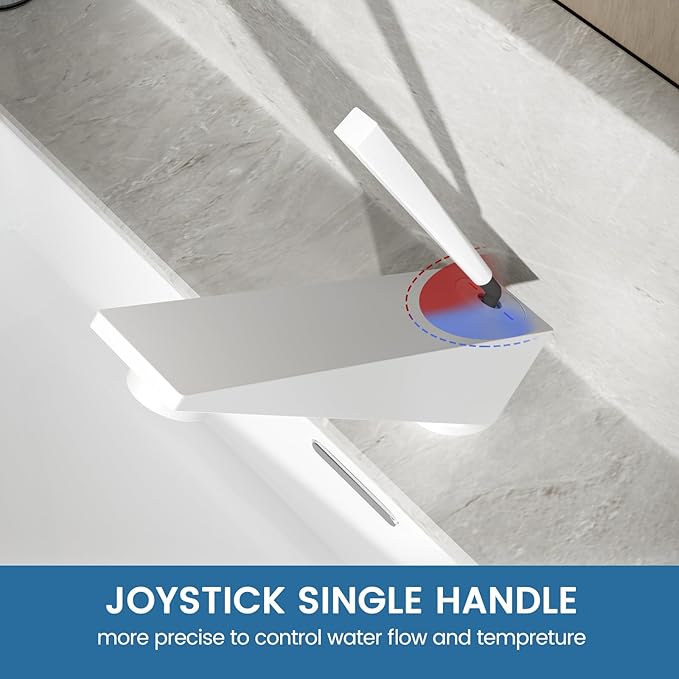 Bathroom Sink Faucet Milky White, Single Handle Brass Sink Faucet with Unique Design, Single Hole Basin Mixer for Lavatory, Vanity, RV, Modern Farmhouse, Suitable for 1 Hole