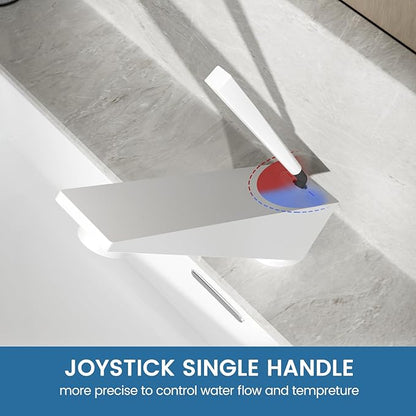 Bathroom Sink Faucet Milky White, Single Handle Brass Sink Faucet with Unique Design, Single Hole Basin Mixer for Lavatory, Vanity, RV, Modern Farmhouse, Suitable for 1 Hole