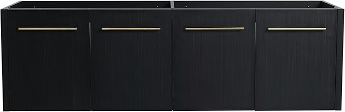 60 Inch Floating Bathroom Vanity,60" Bathroom Vanity Without Sink,Modern Bathroom Vanity Cabinet,Black Wall Mounted Cabinet(Sink Basin Not Included)