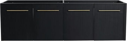 60 Inch Floating Bathroom Vanity,60" Bathroom Vanity Without Sink,Modern Bathroom Vanity Cabinet,Black Wall Mounted Cabinet(Sink Basin Not Included)