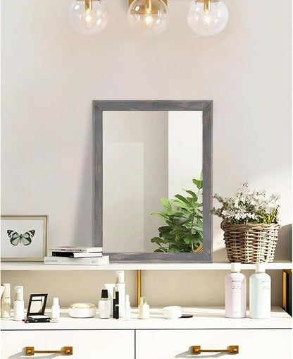AAZZKANG Wooden Mirror Rectangle Rustic Mirrors for Wall Decorative for Bedroom Bathroom Living Room Entryway Hanging Home Decor
