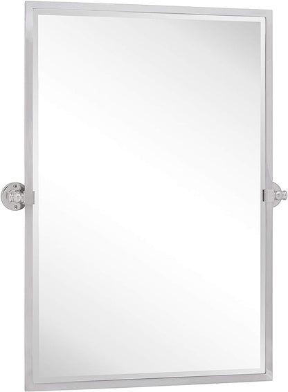 TEHOME Chrome Pivot Mirror Tilt Bathroom Mirror in Polished Nickel Tilting Beveled Vanity Mirrors in Chrome, 28.5x36''
