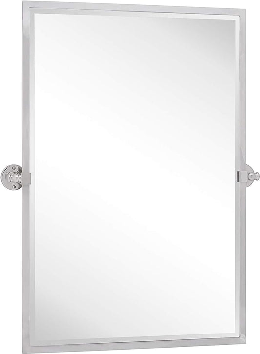 TEHOME Chrome Pivot Mirror Tilt Bathroom Mirror in Polished Nickel Tilting Beveled Vanity Mirrors in Chrome, 28.5x36''