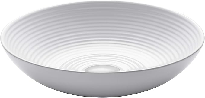 KRAUS Viva™ Round White Porcelain Ceramic Vessel Bathroom Sink, 16 1/2 in. D x 4 3/8 in. H, KCV-203GWH