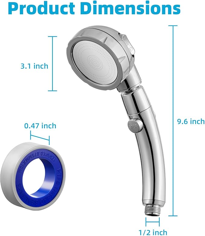 Marbrasse High Pressure Shower Head, Angle-Adjustable Water Saving Body Sprays… (Chrome, 2Pack)