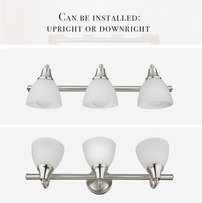 Globe Electric 50700 3-Light Vanity All-in-One Bathroom Set, 5 Piece Brushed Steel Finish, 70, Bulb Not Included