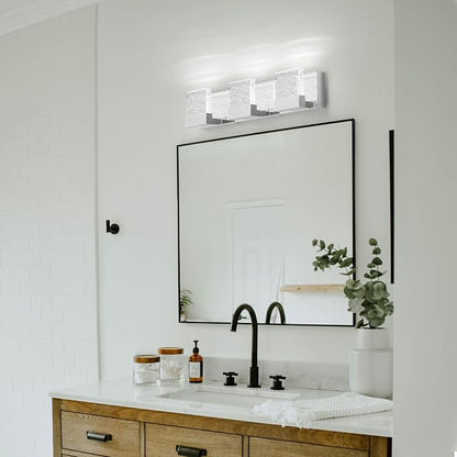 Bubble Vanity Lights, 3 Light Chrome Modern Crystal Vanity Lights for Bathroom 6000K