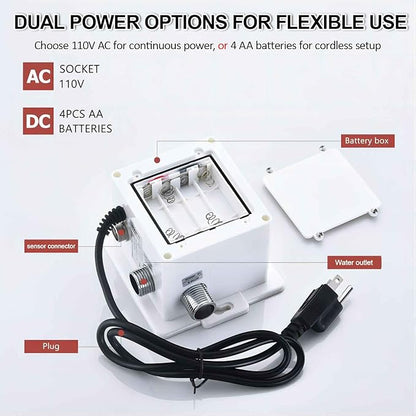 Chrome Touchless Bathroom Sink Faucet - Automatic Sensor Faucet - Dual Power Supply 110V AC or Battery Operated for Commercial