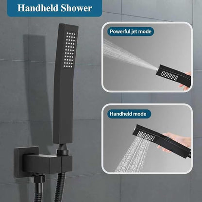 10 Inch Shower Head Set With Valve, Shower Faucet Set With Tub Spout, Rain Shower System, Black Shower Head And Handle Set, Ceiling Mount Shower Trim System