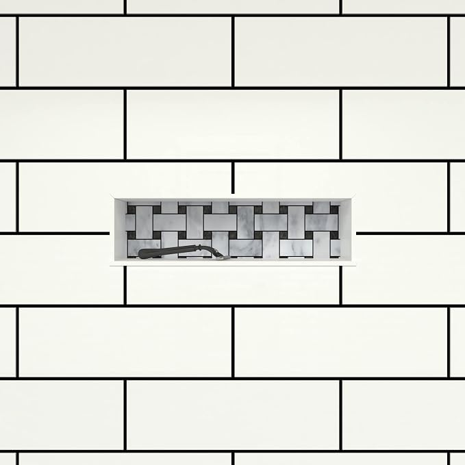 Tile Redi USA Niche Single Recessed Shower Shelf – Black, One Inner Shelf, 16-Inch Width x 6-Inch Height x 4-Inch Depth (RN166S-BI)