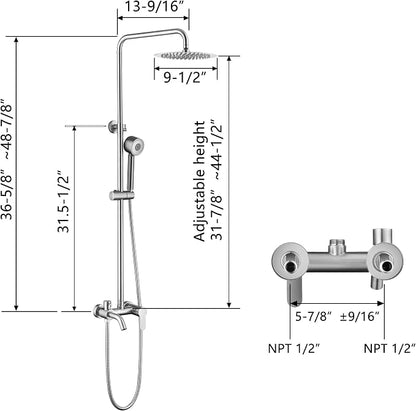 HDSRYJXH Shower Faucet - Shower Faucets Sets Complete, Shower System - Outdoor Shower Kit/Outdoor Shower Fixtures W/ SS304 Shower Head with 3 modes Handheld, Brushed Nickel