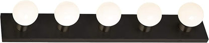 Design House Vanity Lights, 5 Linear Lights, Dimmable, Horizontal or Vertical Use, Uses (5) 60W Bulbs, for Bathroom/Makeup Vanity, Matte Black, 30.0 in. W x 2.0 in. H x 4.3 in. D, 588582-BLK