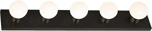 Design House Vanity Lights, 5 Linear Lights, Dimmable, Horizontal or Vertical Use, Uses (5) 60W Bulbs, for Bathroom/Makeup Vanity, Matte Black, 30.0 in. W x 2.0 in. H x 4.3 in. D, 588582-BLK