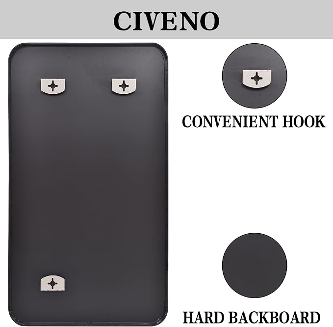 Bathroom Mirror, 60 x 30 inch Black Rectangle Wall Mirror, Metal Frame Rounded Corner Vanity Mirror, Large Wall Mounted Mirrors for Over Sink Bedroom Living Room Horizontal Or Vertical Mounting