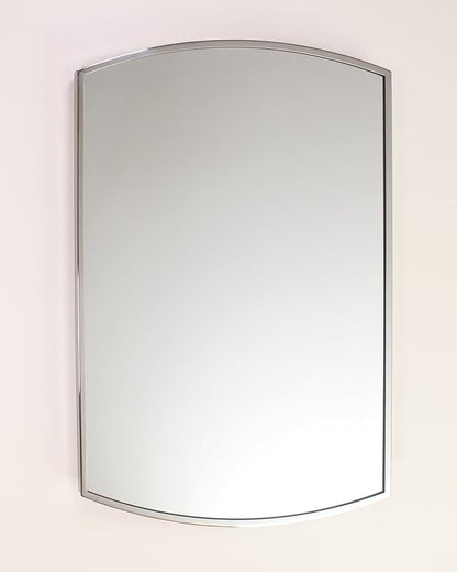 Fox Hollow Furnishings 16x20 Harper Crescent Metal Framed Rectangle Recessed Bathroom Medicine Cabinet, Arced Mirror, 14x18 in-Wall Opening, Adjustable Glass Shelves, Magnet Close, Chrome