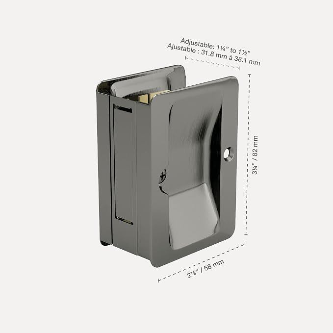 Richelieu Hardware 1700ANPSBC Onward Pocket Door Pull, Passage Lock, 3 1/4 in (82 mm), Rectangular, Antique Nickel (Pack of 2)