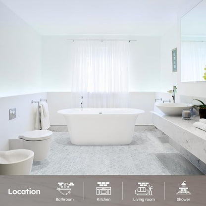 Carrara White Marble Mosaic Tile, 2 Inch Hexagon, Matte, Italian Bianco Carrera Marble Backsplash Tiles for Kitchen Bathroom Wall Floor, Pack of 5 Sheets | Natural Bianco Carrera, Marble Stone Backsplash Tiles for Kitchen, Bathroom, Shower Wall and Floor