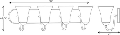 Progress Lighting Classic Collection 4-Light Etched Glass Traditional Bath Vanity Light Matte Black, 7-7/8" x 30"