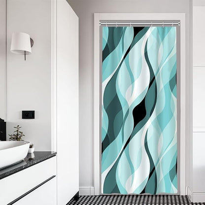 Stall Shower Curtain, Small Teal Shower Curtain Set for Bathroom Waterproof Turquoise Shower Curtain Set with Hooks, 36x72 Inch