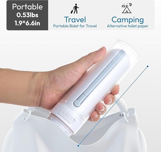 Portable Bidet for Travel, Rechargable USB-C 3 High Pressure Modes Travel Bidet Compact Waterproof Handheld Sprayer Device for Women, Men, Babies - Ideal for Personal Hygiene