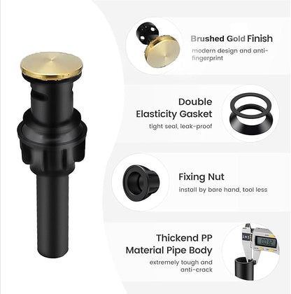 Brushed Gold Bathroom Vessel Sink Faucet, Waterfall Bathroom Faucet, Vessel Faucet, Tall Body High 1 Hole Single Handle with Pop Up Drain Combo Vanity Mixer Tap Commercial Basin Bowl Sink
