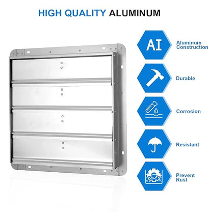 Simple Deluxe 18-Inch Square Aluminum Automatic Gravity Shutter Louver Vent, Silver,2-Pack