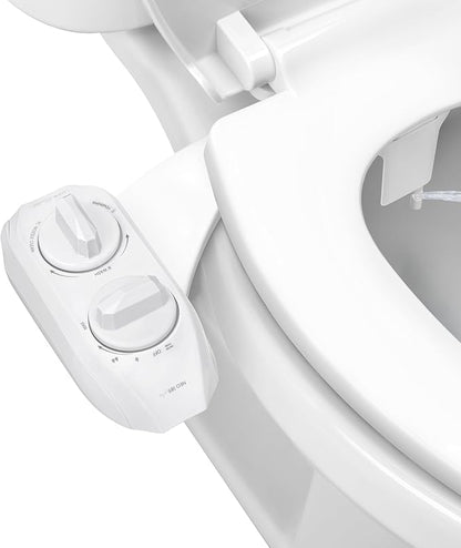 LUXE Bidet NEO 185 Plus - Dual Nozzle, Non-Electric Bidet Attachment for Toilet Seat, Patented Slide-In Install, 360° Self-Clean, EZ-Lift to Clean, Feminine & Rear Wash (White)