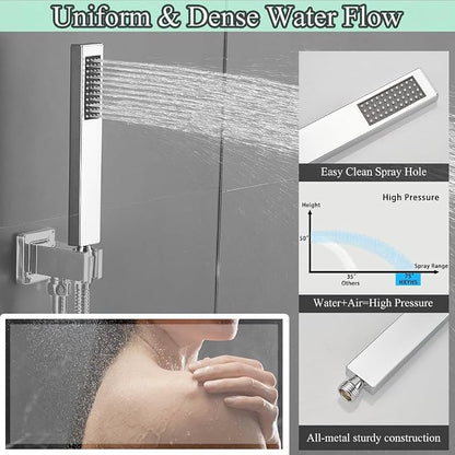 Hand Shower Wand Handheld Shower Spray High Pressure Single Function Luxury Hand Showerhead Polished Chrome