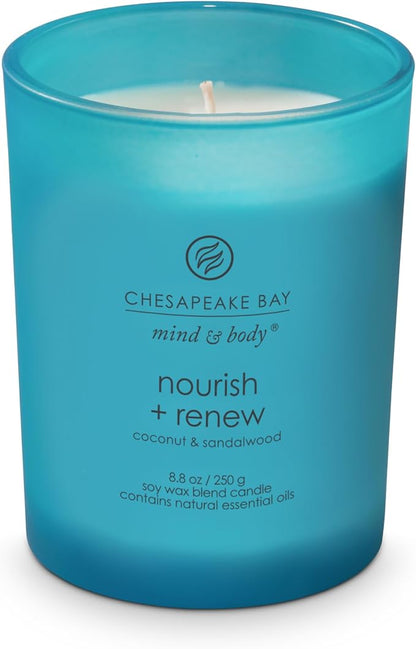 Chesapeake Bay Candle Mind & Body Medium Jar Candle Nourish + Renew (Coconut & Sandalwood) (Pack of 4)