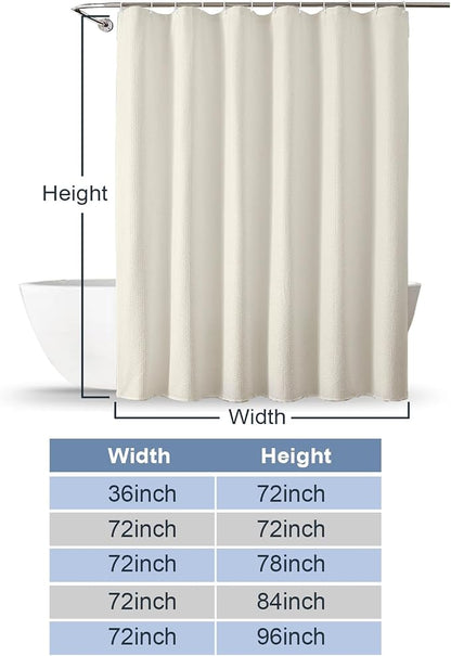 Cream Shower Curtain for Bathroom 78 Inches Long, 3D Embossed Textured Fabric Farmhouse Shower Curtain Soft Cloth, Water Repellent, Machine Washable, Hotel Style, 72" W x 78" L, Cream