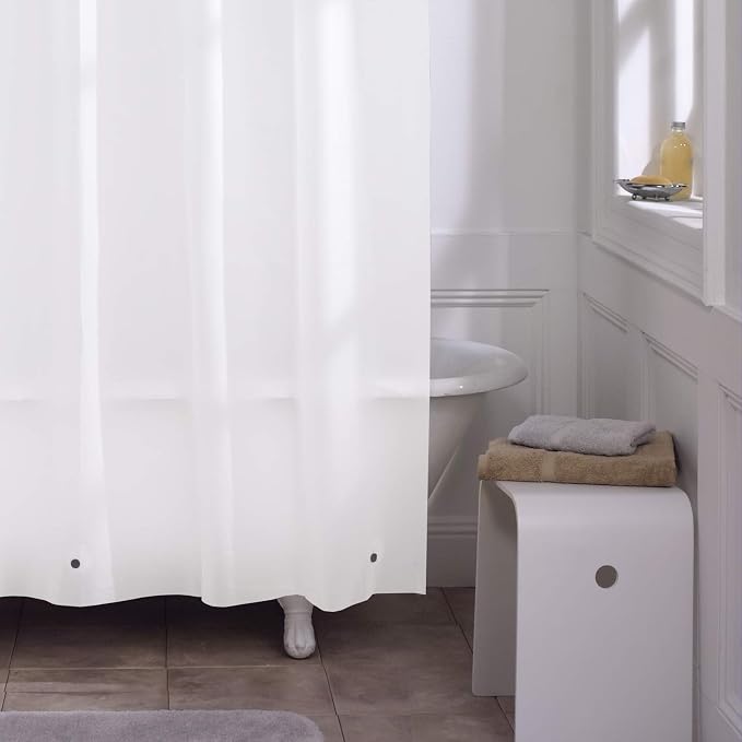 Zenna Home Shower Curtain Liner, Heavyweight Transparent Liner for Showers and Bathtubs with Rustproof Grommets and Weighted Hem, 8-Gauge EVA, 70 x 71 Inches, White