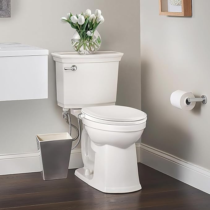 Elongated Bidet Toilet Seat with Quiet-Close, Non-Electric Bidet Mode with Dual Nozzles, Fit Elongated Toilet Seat, Adjustable Water Pressure with Brass inlet (Elongated)