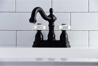 Kingston Brass KB1600PX Heritage 4 in. Centerset Bathroom Faucet, Matte Black