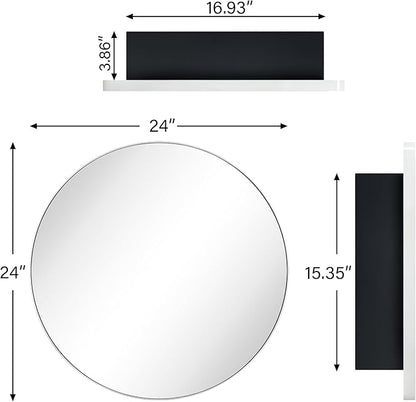 Surface Mount Polished Nickel Round CircleBathroom Medicine Cabinet with Mirror Circlular Shaped Stainless Steel Metal Framed Medicine Cabinets Bathroom Cabinet with Mirror 24'' Diameter