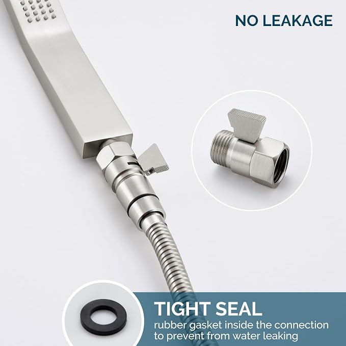 Angle Simple Shower Head Shut Off Valve, Flow Restrictor, Brushed Nickel | Robust Brass Water Flow Regulator G 1/2, Control Water Volume Pressure Reducer for Handheld Shower or Bidet Sprayer