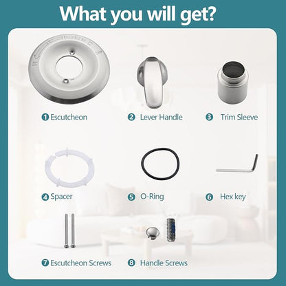 Shower Trim Kit Compatible with 1300/1400 Series, 1 Handle, Long Sleeve (Valve& Catridge Not Inclued), Brushed Nickel
