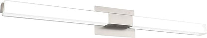 Bathroom Vanity Lighting fixtures 39.4" LED Satin Nickel Steel Frosted White Acrylic Shade Cool White Light 6000K for Bathroom