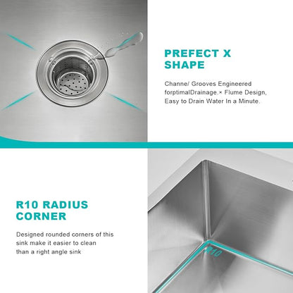 22x18 Inch Drop in Kitchen Sink, 18 Gauge Stainless Steel | Single Bowl Topmount Sink with Brushed Finish, 22"x18"x9" Compact Basin for Small Kitchen, Bar and RV
