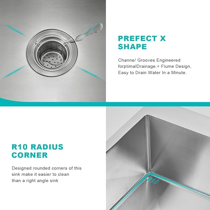 18"x18" Drop in Topmount Kitchen Sink, 304 Stainless Steel Brushed | 18 x18 inch Square Single Bowl Sink, 1-Hole Topmount 9" Deep Basin Sink for Bar, Prep Kitchen and RV