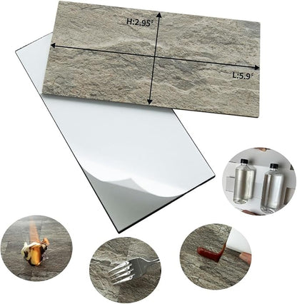 AULIGET 4-Piece Faux Stone Peel and Stick Backsplash Wall Tiles, 3" x 6" Apache Brown Rock PVC Stick on Tile for Backsplash Kitchen, Bathroom, Laundry Room, Camper, Fireplace